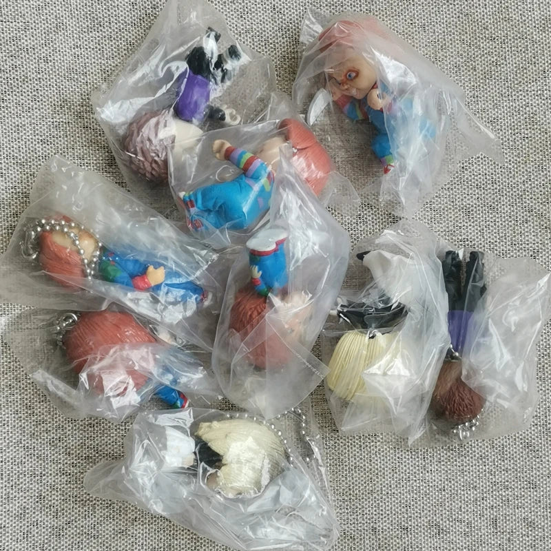 Original MIni Chucky Anime Cartoon Horror Bride Figure Keychain Pendant Collect Movie Film Model Toy Halloween Gift for Adult