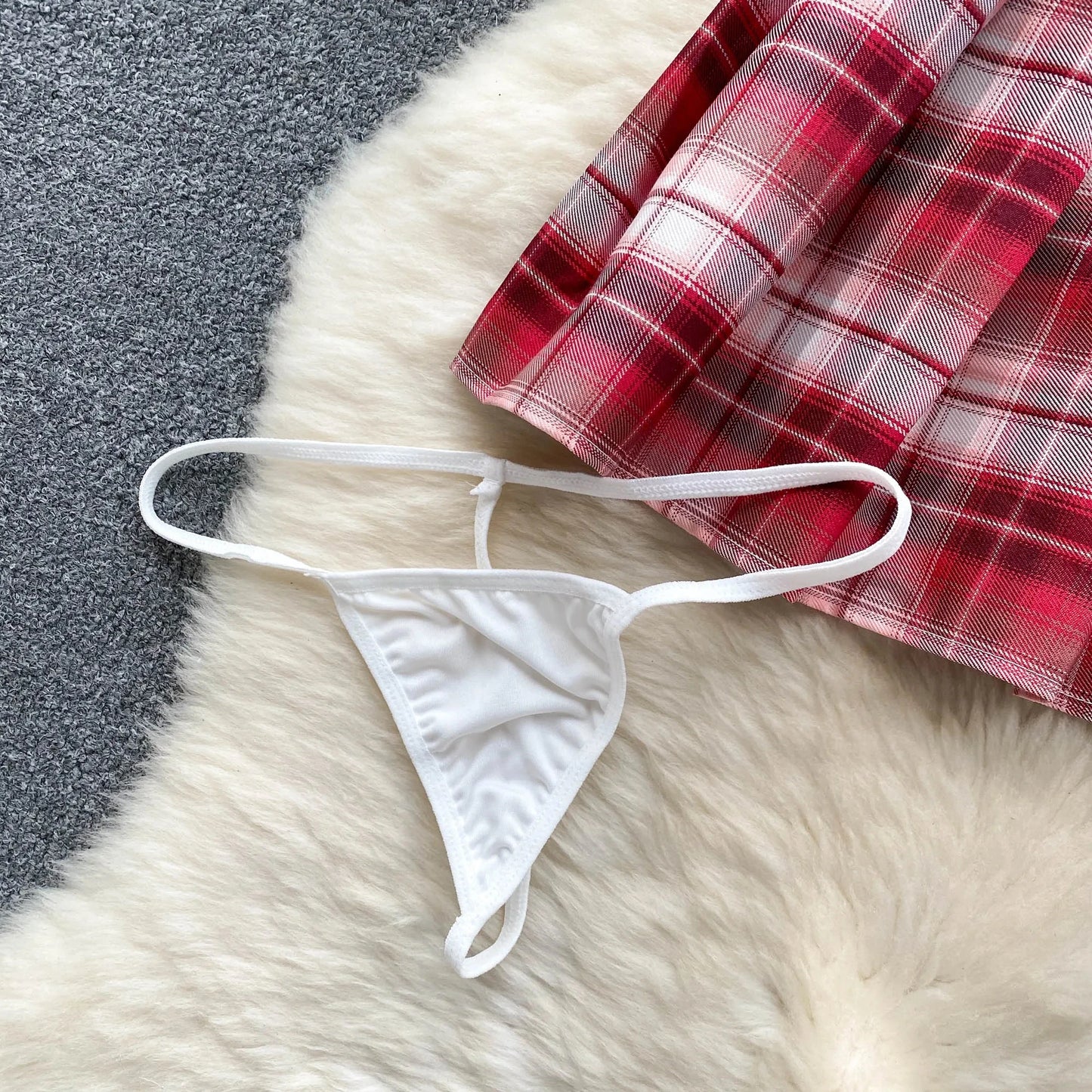 Girls Sexy Cute Japanese JK Uniform  Mini Checkered Strap Skirt Off Shoulder High Waist Elastic Cosplay Dress Hot Sweet Pajama