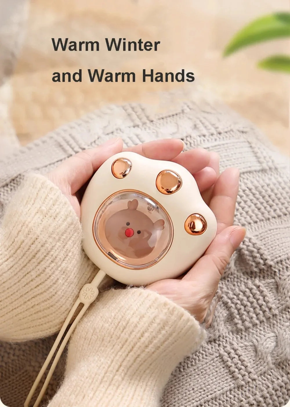 Mini Cat's Claw Hand Warmer Rechargeable Electric Heater 2 Temperatures Portable Cute Pockets Winter for Student Work USB Charge