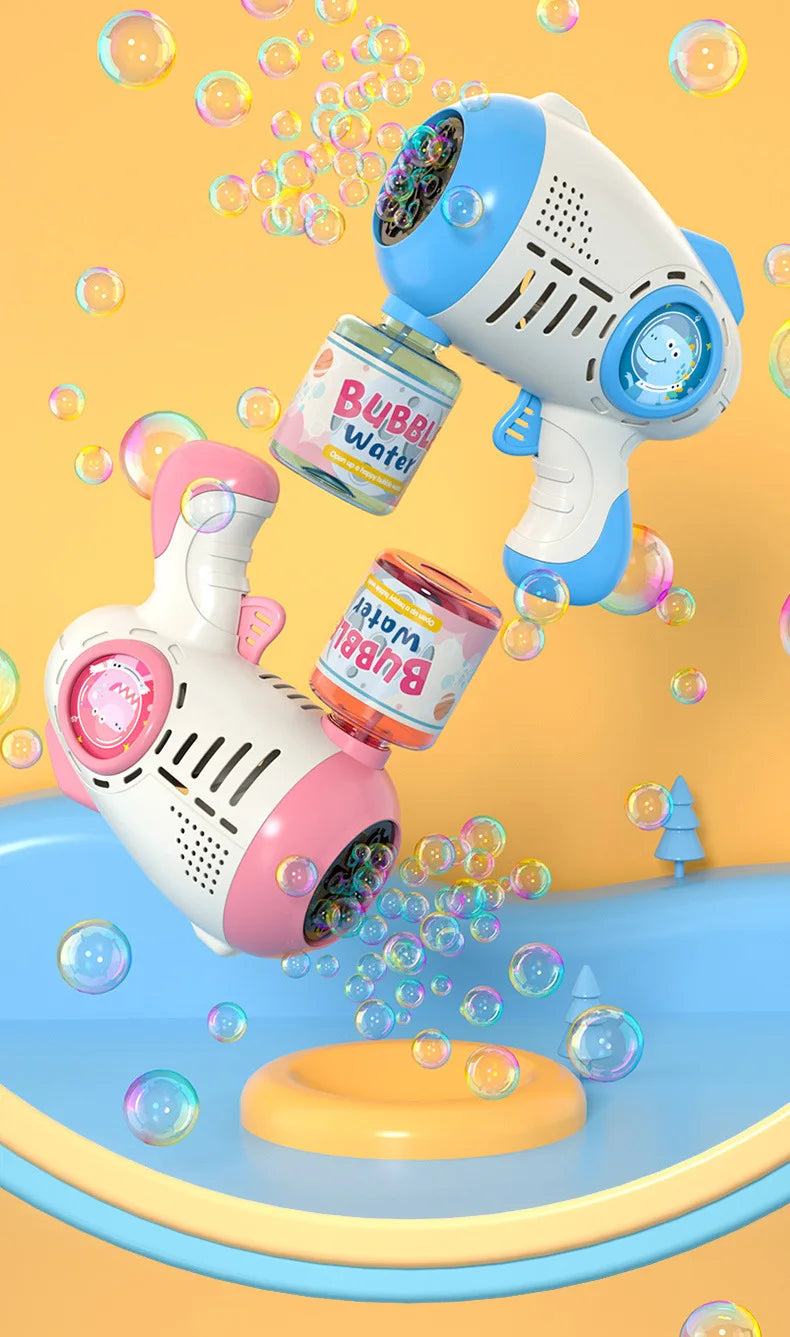 69Holes Rocket Bubble Gun ，Automatic Bubbles Machine Gun Launcher Shape Blower Soap Toys For Kid Bubble Machine Party Supplies
