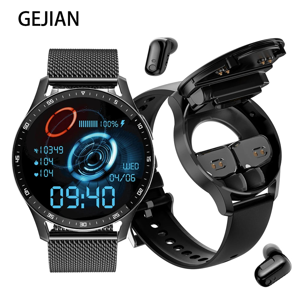 X10 Smart Watch Two In One TWS Wireless Bluetooth Call Headset Full-Touch Large Screen Heart Rate Monitor Sport Music Smartwatch