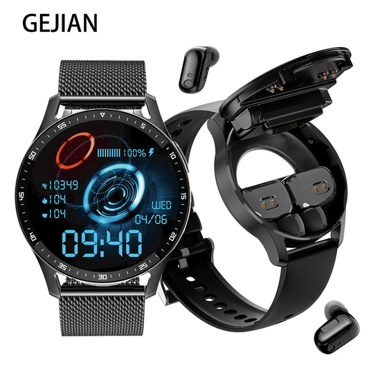 X10 Smart Watch Two In One TWS Wireless Bluetooth Call Headset Full-Touch Large Screen Heart Rate Monitor Sport Music Smartwatch