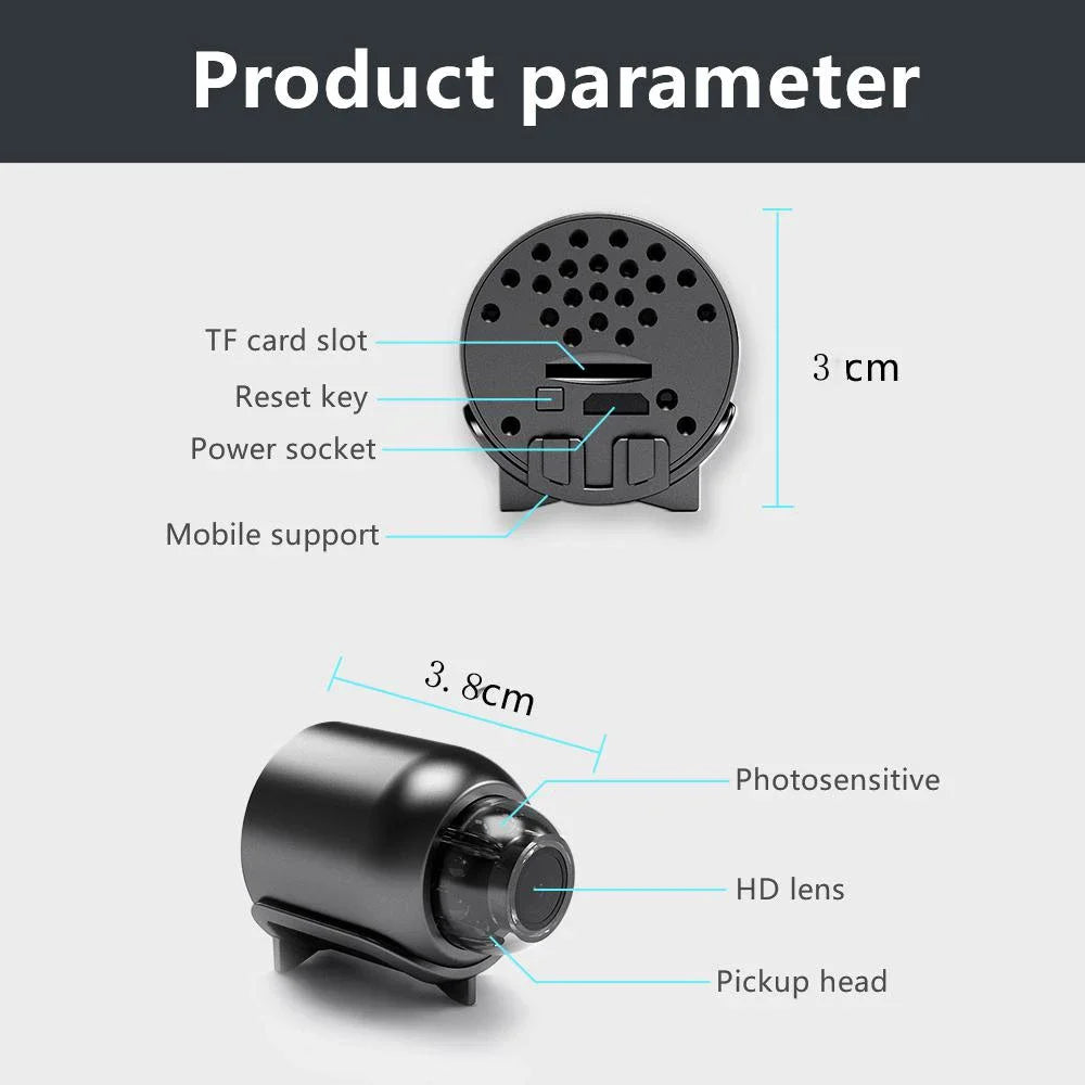 1080P HD X5 Mini WiFi Camera Included Sound Detector for Home Office 140 Degrees Micro Baby Monitor Night Vision IP Cam