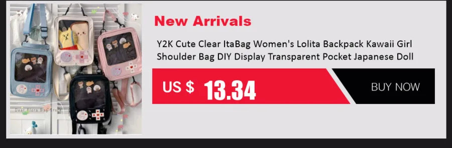 New Y2K Korean Kawaii Cat Ita Bag Cute PU Shoulder Bag Girls Transparent Pocket Harajuku Crossbody Bag Women's Fashion Backpacks