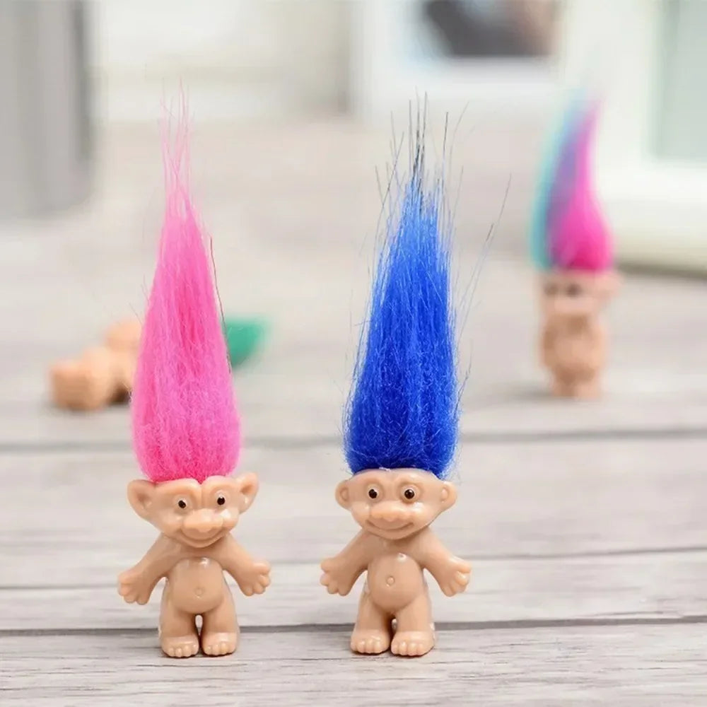 5Pcs Mini Troll Dolls Anime Action Figure Colorful Hair Family Members Models Collection Kids Toys for Children Gift Nostalgic