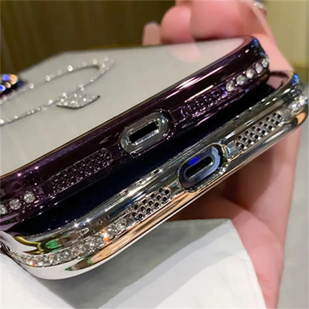 2024 New Fashion Glitter Diamond Transparent Case For iPhone 16 15 14 Plus 13 12 11 Pro Max Magnetic Wireless Charge Back Cover