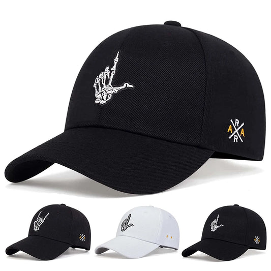 Unisex Skeleton Fingers Embroidery Baseball Caps Spring Autumn Outdoor Adjustable Casual Hats Sunscreen Hat