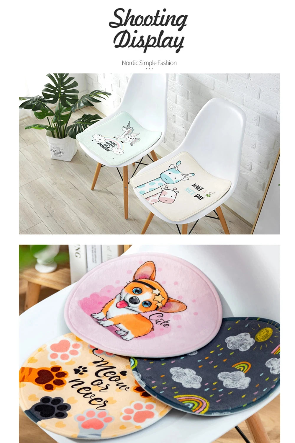 Black Cat Tie Rope Dining Chair Cushion Circular Decoration Seat For Office Desk Cushions Home Decor