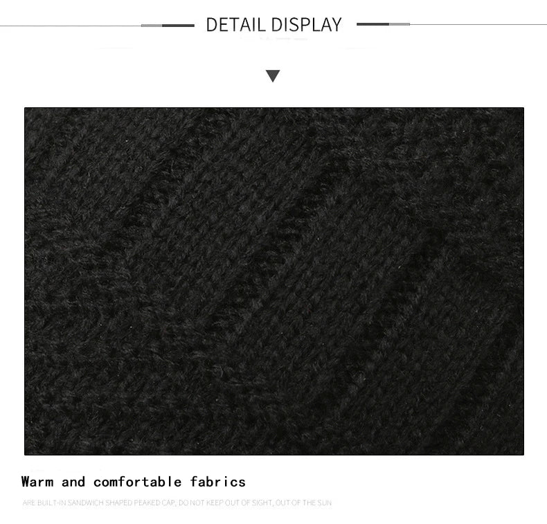 Men's Windproof Hat Outdoor Travel Leisure Winter Scarf Gloves Three-Piece Neck One Plus Cashmere Warm Winter Knitted Hat
