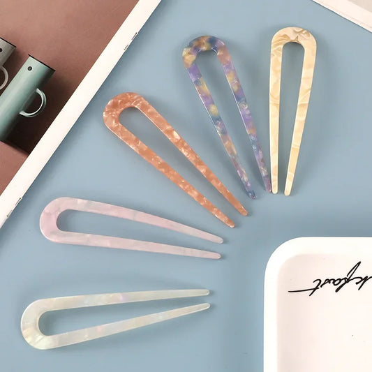 Fashion Acetate Hair Sticks for Women Shell HairClip Hair Pins U Shape Girls Hairpins HairBun Maker Wedding Hair Accessories