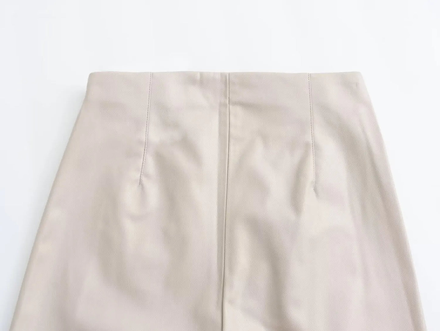 TRAFZA 2024 Women Stylish Stretch Pants Streetwear Solid High Waist Ladies PU Faux Leather Pencil Trousers Full Length Bottoms