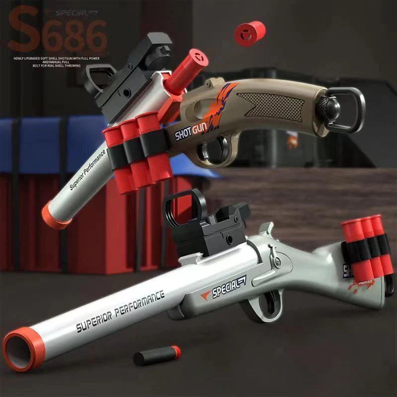 Mini S686 Shell Throwing Soft Bullet Launcher Toy Gun Airsoft Foam Bullet Blaster CS Outdoor Weapon Children Pistol