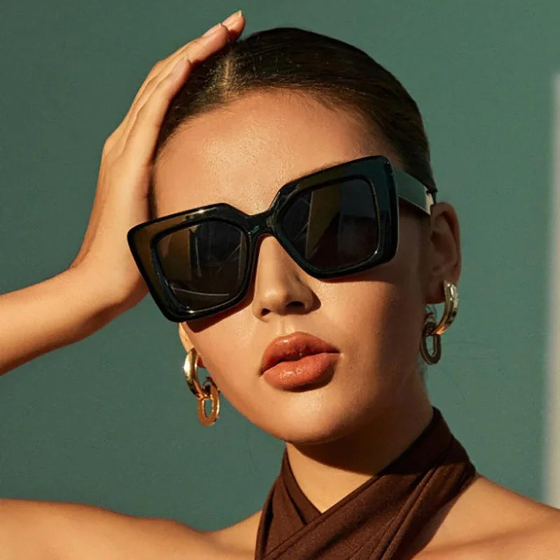 New Vintage Sunglasses Women Men Square Big Frame Sun Glasses Female Brand Designer Retro Shades Fashion Cat Eye Oculos De Sol ﻿