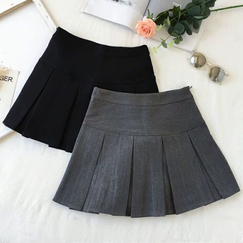 Fashion A Line Women Pleated Skirt High Waist Zipper Grey Student Mini Skirt JK Summer New 2023 Black Ladies Suit Skirt