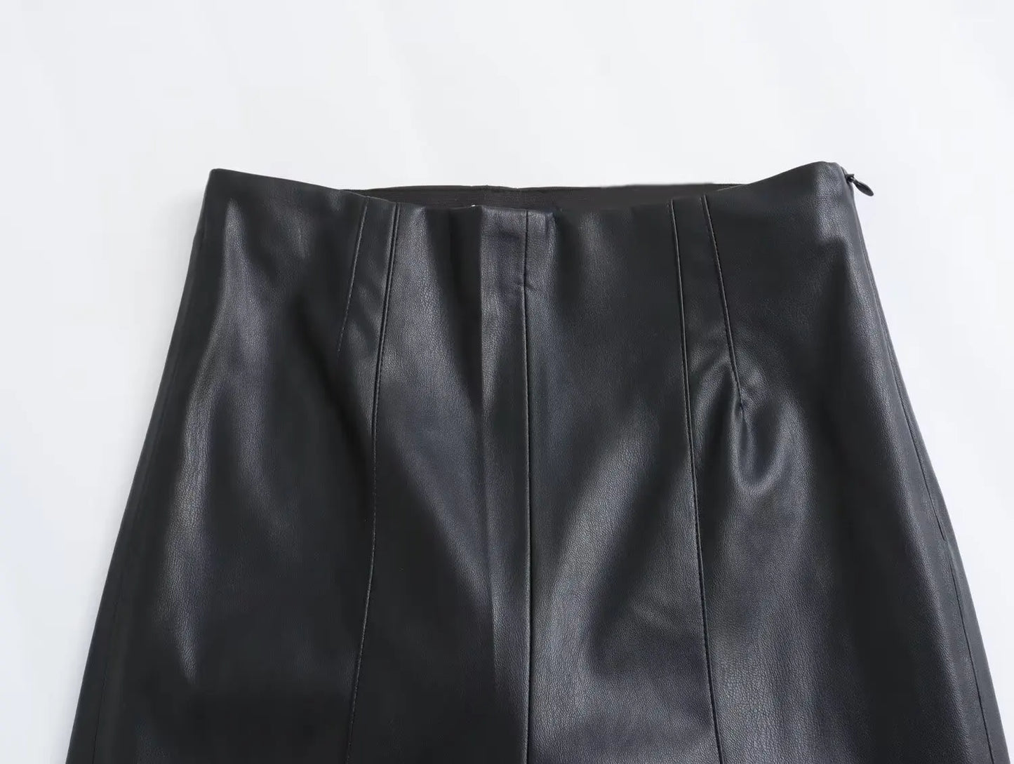 TRAFZA 2024 Women Stylish Stretch Pants Streetwear Solid High Waist Ladies PU Faux Leather Pencil Trousers Full Length Bottoms