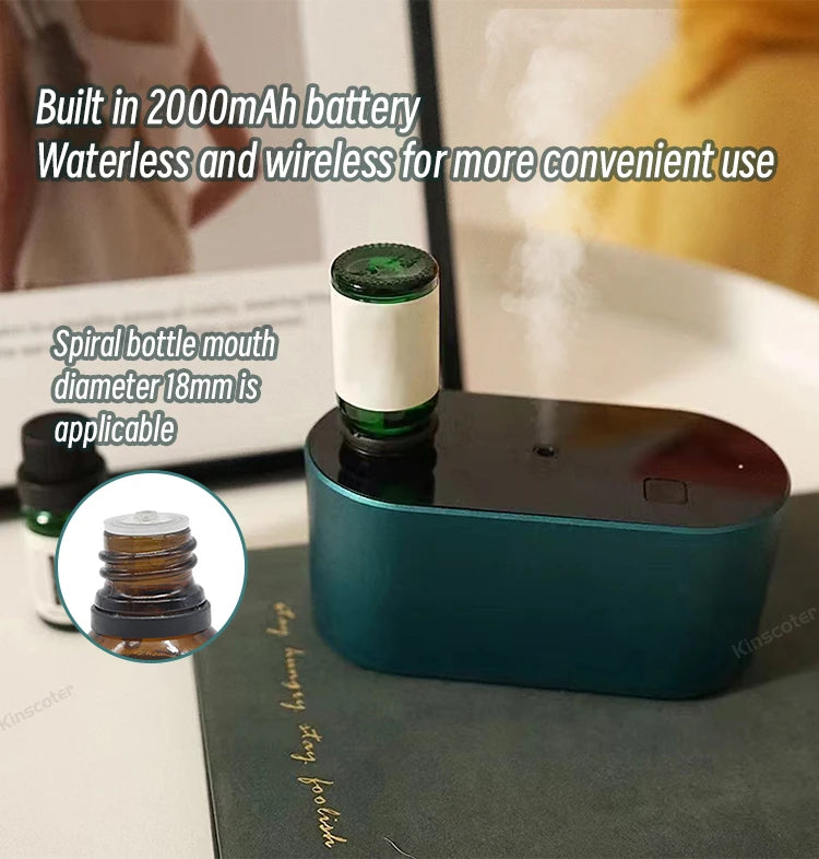 KINSCOTER Premium Portable Waterless Aroma Diffuser Compact Essential Oil Nebulizer Ideal Scent Machine for Gifting