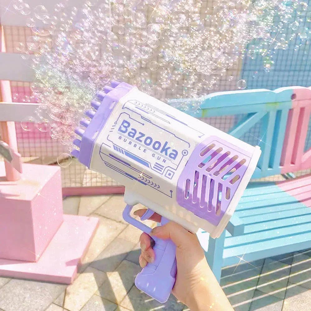 69Holes Rocket Bubble Gun ，Automatic Bubbles Machine Gun Launcher Shape Blower Soap Toys For Kid Bubble Machine Party Supplies
