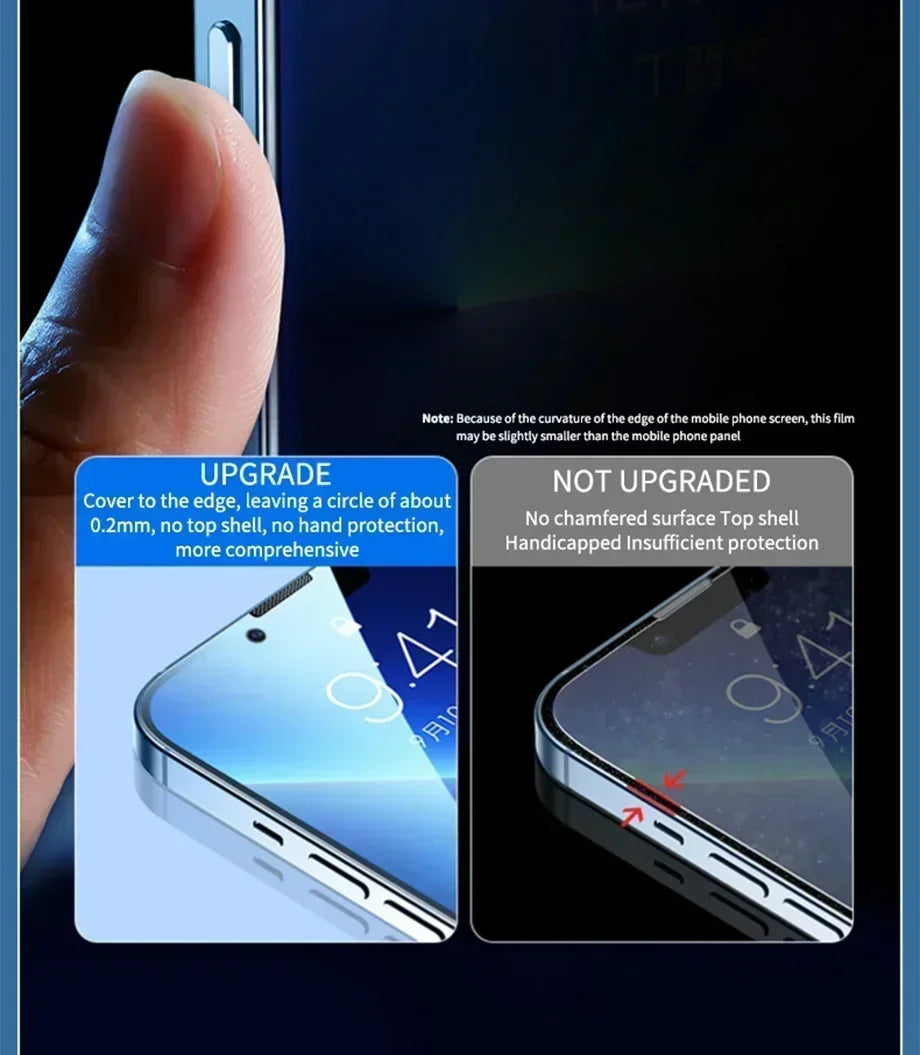 4Pcs Full Cover Privacy Screen Protector For iPhone 11 12 13 14 15 16 Pro Max Anti-spy Glass For iPhone 14 15 16 Plus Glass