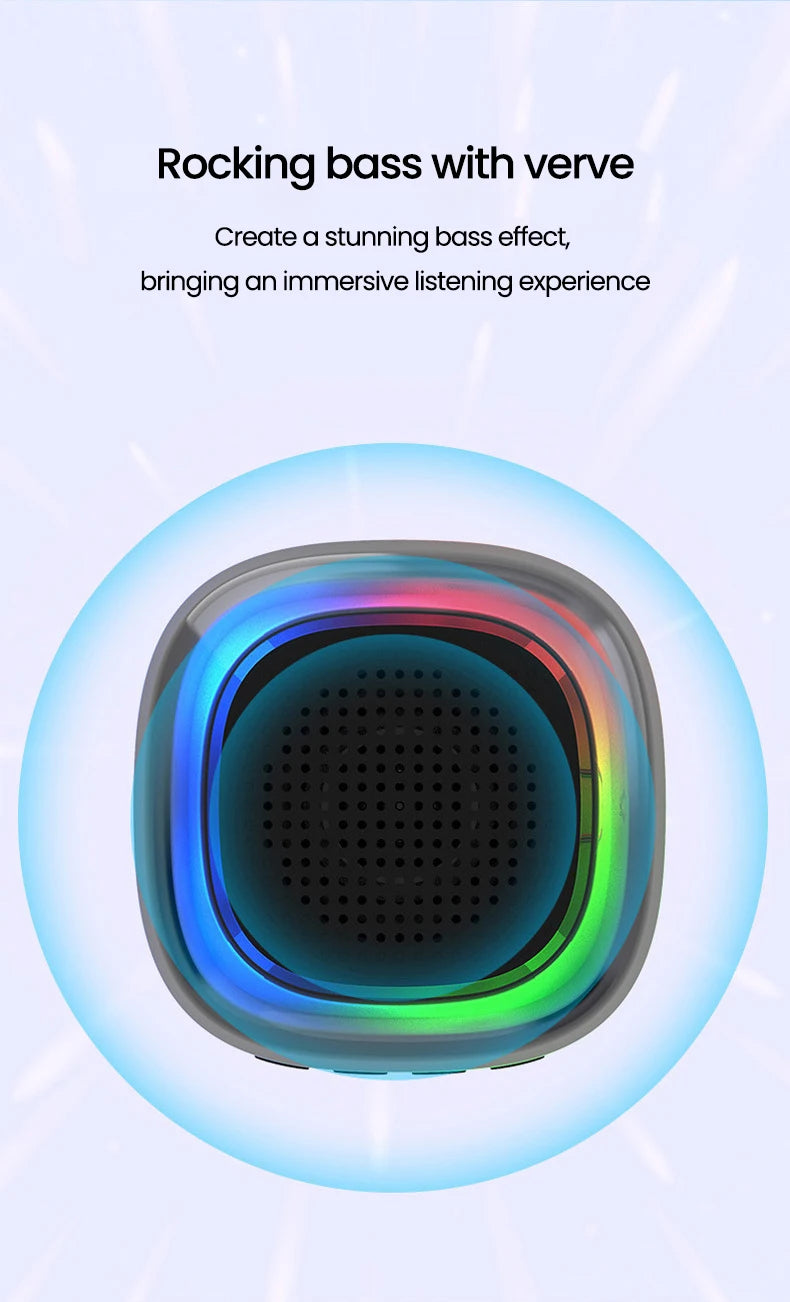 Portable Bluetooth 5.0 Speakers RGB Light HD Sound Mini Desktop Wireless Speaker Loudspeaker for Home Party Outdoor Bike