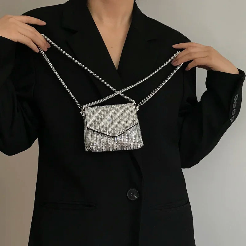 JIOMAY Mini Shoulder Bag for Women Designer Purses and Handbags Bling Rhinestone Clutch Bags Girls Chain Crossbody Bag Wholesale