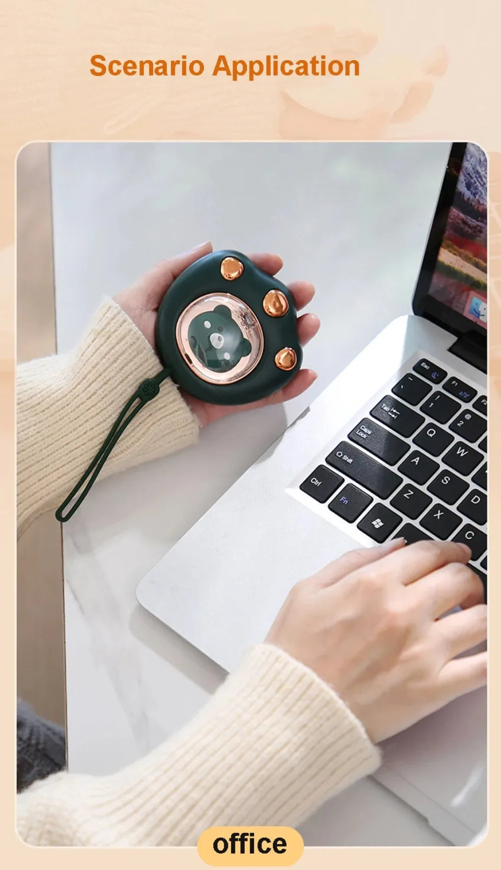 Mini Cat's Claw Hand Warmer Rechargeable Electric Heater 2 Temperatures Portable Cute Pockets Winter for Student Work USB Charge