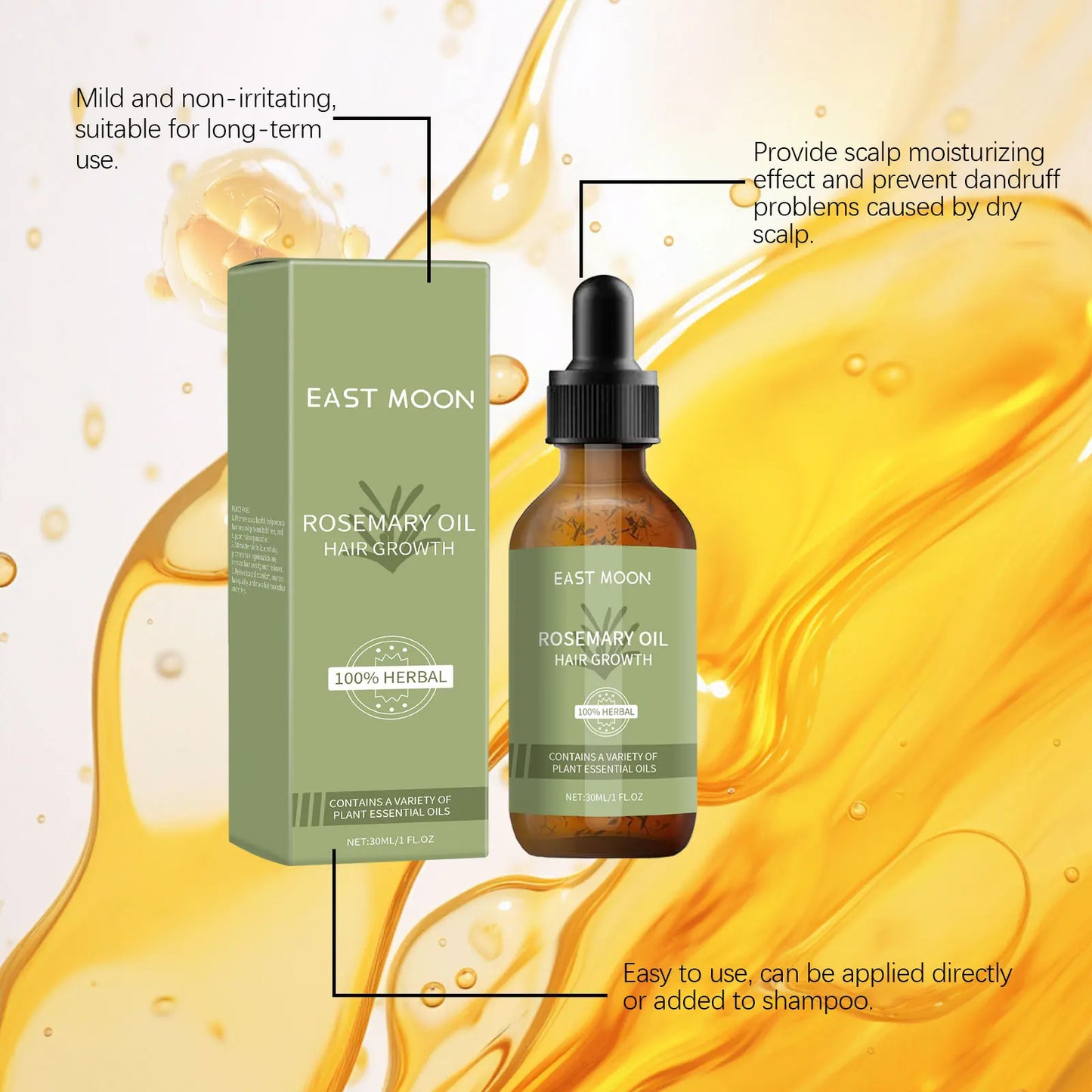 Rosemary Hair Growth Oil Scalp Massage Essential Nourishing Prevent Baldness Repairing Damaged Strengthen Roots Hair Care Serum