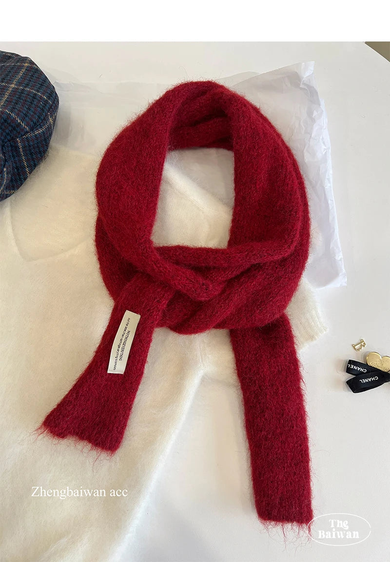 Korean Designer New Y2k Thin Scarf Women's Autumn Winter Long Soft Sticky Scarf Narrow Edition Decoration Small Scarf Versatile