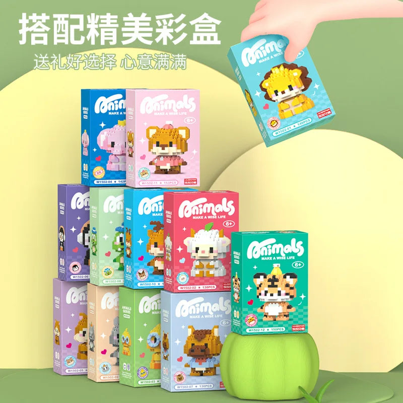 Cat Duck Mini Block Animal Figure Micro Building Blocks for Adults 3D Model Educational Bricks for Children Boys 6 Year Old Gift