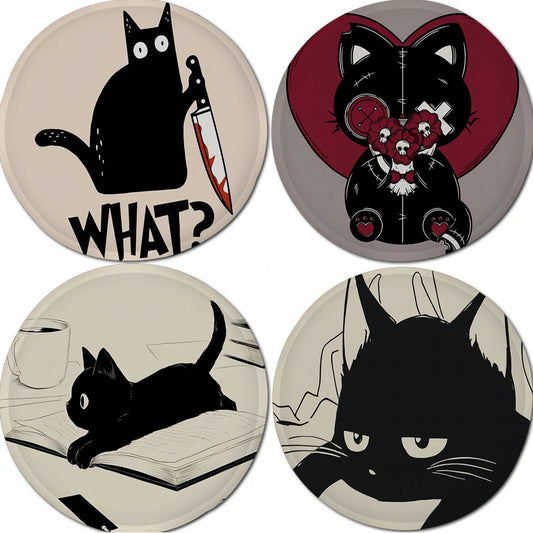 Black Cat Tie Rope Dining Chair Cushion Circular Decoration Seat For Office Desk Cushions Home Decor