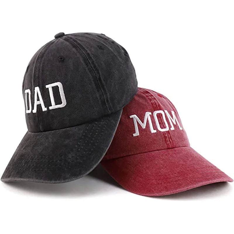 DAD MOM Embroidery Pure Cotton Baseball Cap Fashion Women Men Hat Sport Visors Snapback Cap Sun Hat Breathable Outdoor Caps