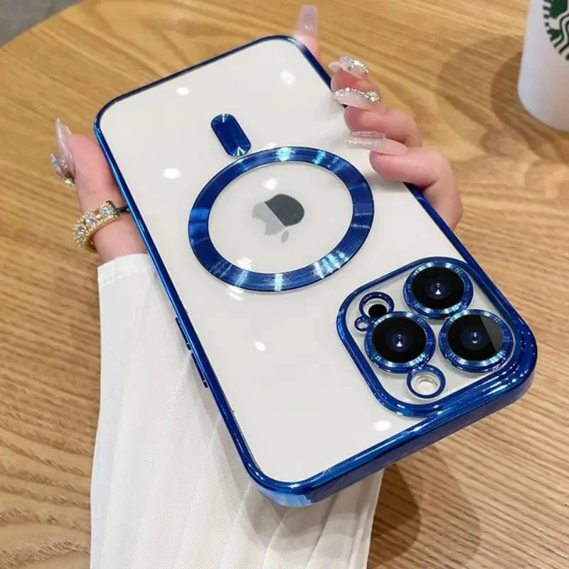 Original Luxury Plating Magsafe Magnetic Wireless Charging Case For iPhone 15 14 13 12 11 Plus Pro Max X XS XR 7 8 Cover Fundas