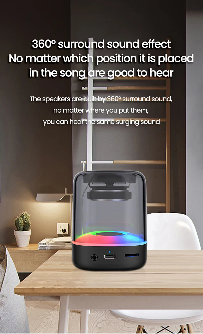 Portable Bluetooth 5.0 Speakers RGB Light HD Sound Mini Desktop Wireless Speaker Loudspeaker for Home Party Outdoor Bike