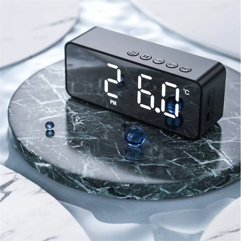 G50 Wireless Bluetooth Speaker with FM Mini Card Mirror Alarm Clock Audio Stall Receiving Support TF Card Desktop Speaker Clock