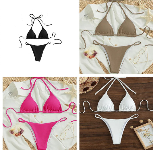 2025 New Bikini Set Pad Beach Triangle Swimwear Women XS-XL Maio Biquinis Swimsuit Tankini Femme Badpak Dames Mujer купальники