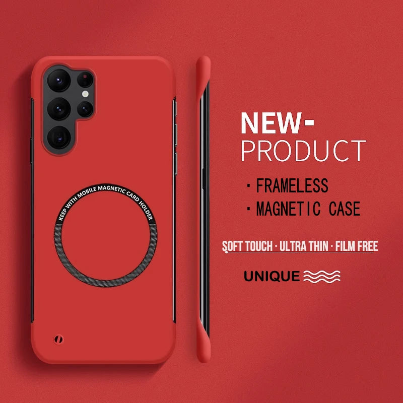 Ultra Thin Hard PC Magnetic Frameless Phone Case For Magsafe Samsung Galaxy S24 S23 S22 S21 S20 FE Plus Note20 Ultra Matte Cover