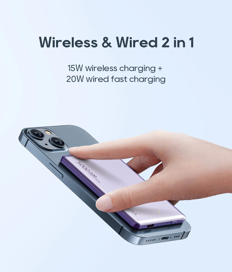 KUULAA Magsafe Power Bank 5000mAh Magnetic Wireless Phone Charger External Battery 20W Fast Charging For iPhone 15 14 PowerBank