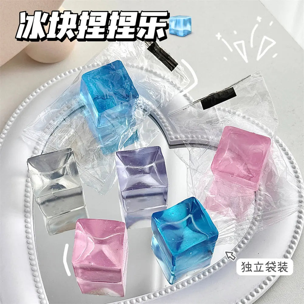 NEW Fidget Toy Mini Squishy Toys Mochi Ice Block Stress Ball Toy Kawaii Transparent Cube cat paw fish Stress Relief Squeeze Toy