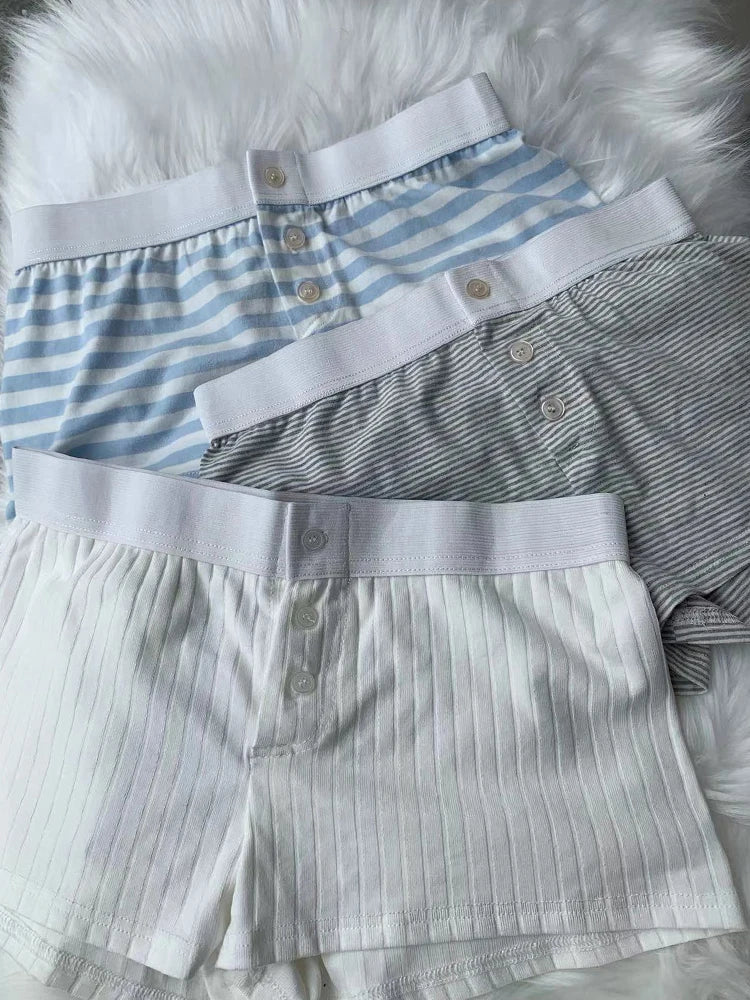 Casual Women Soft Cotton Front Buttons Shorts 2023 Summer Vintage Low Waist Female Chic Bottoms