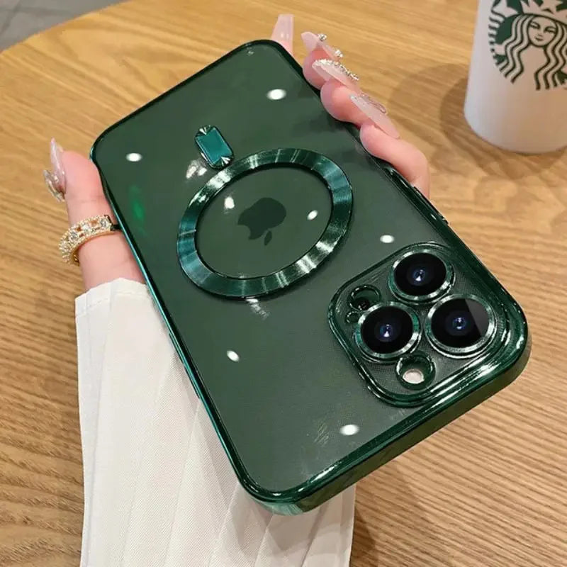 Original Luxury Plating Magsafe Magnetic Wireless Charging Case For iPhone 15 14 13 12 11 Plus Pro Max X XS XR 7 8 Cover Fundas