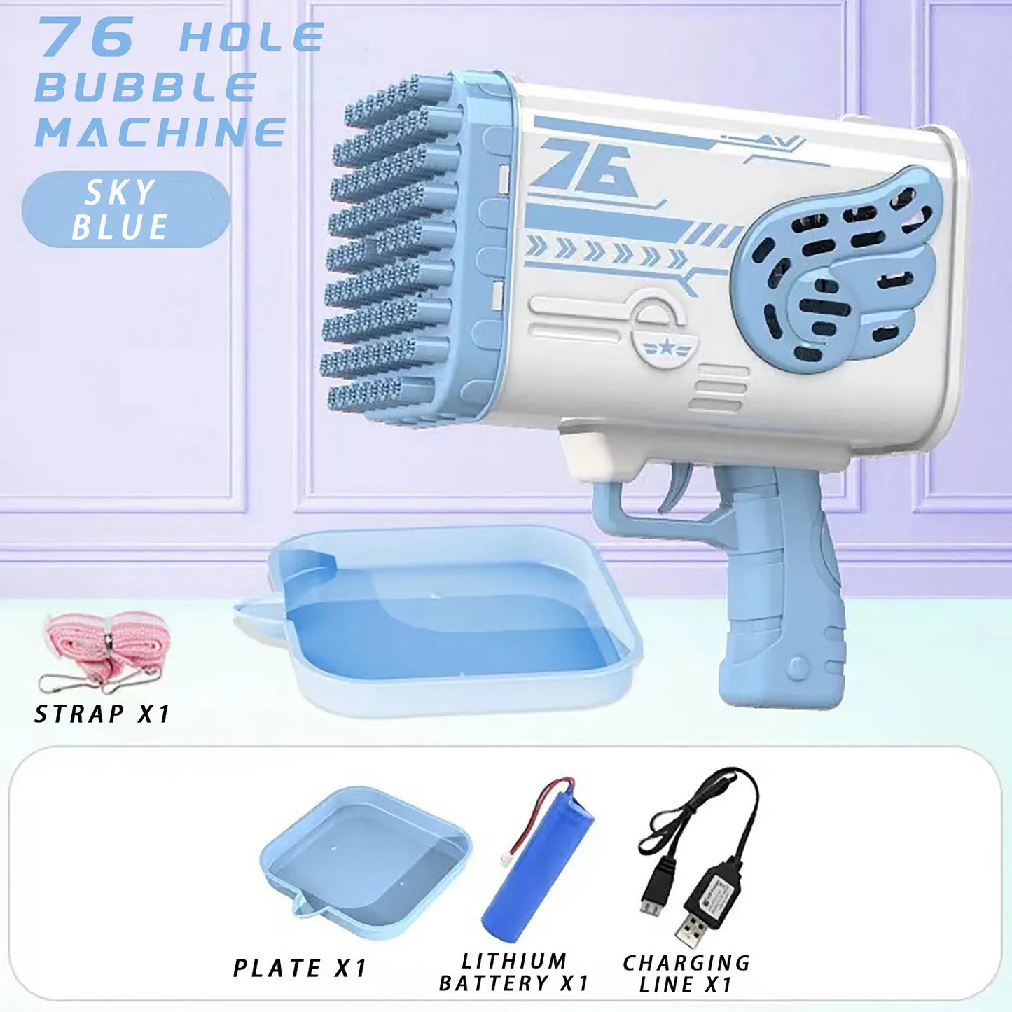 69Holes Rocket Bubble Gun ，Automatic Bubbles Machine Gun Launcher Shape Blower Soap Toys For Kid Bubble Machine Party Supplies