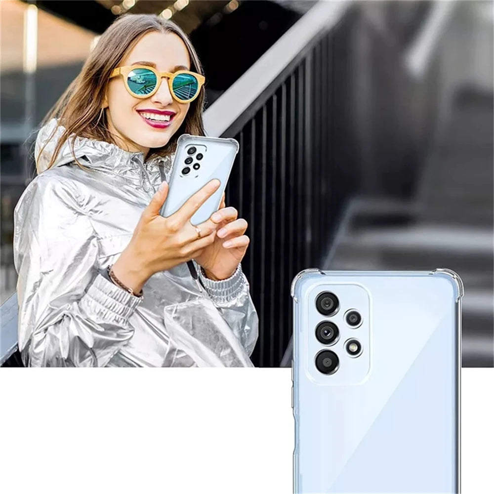 Luxury Clear Phone Case For Samsung Galaxy A52 Shockproof Case For Samsung A53 A54 Back Cover