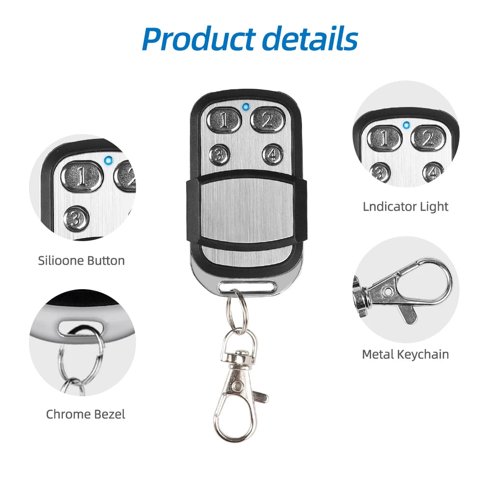 433MHz Copy Remote Control 4 Buttons Electronic Gate Control Universal Garage Door Remote Car Key Duplicator Smart Home