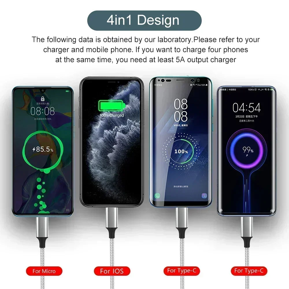 Multi Charger Cable 4 In 1 OTG Data Cable USB Fast Charge To Android Iphone Type C Charger for Iphone Huawei Android Phones