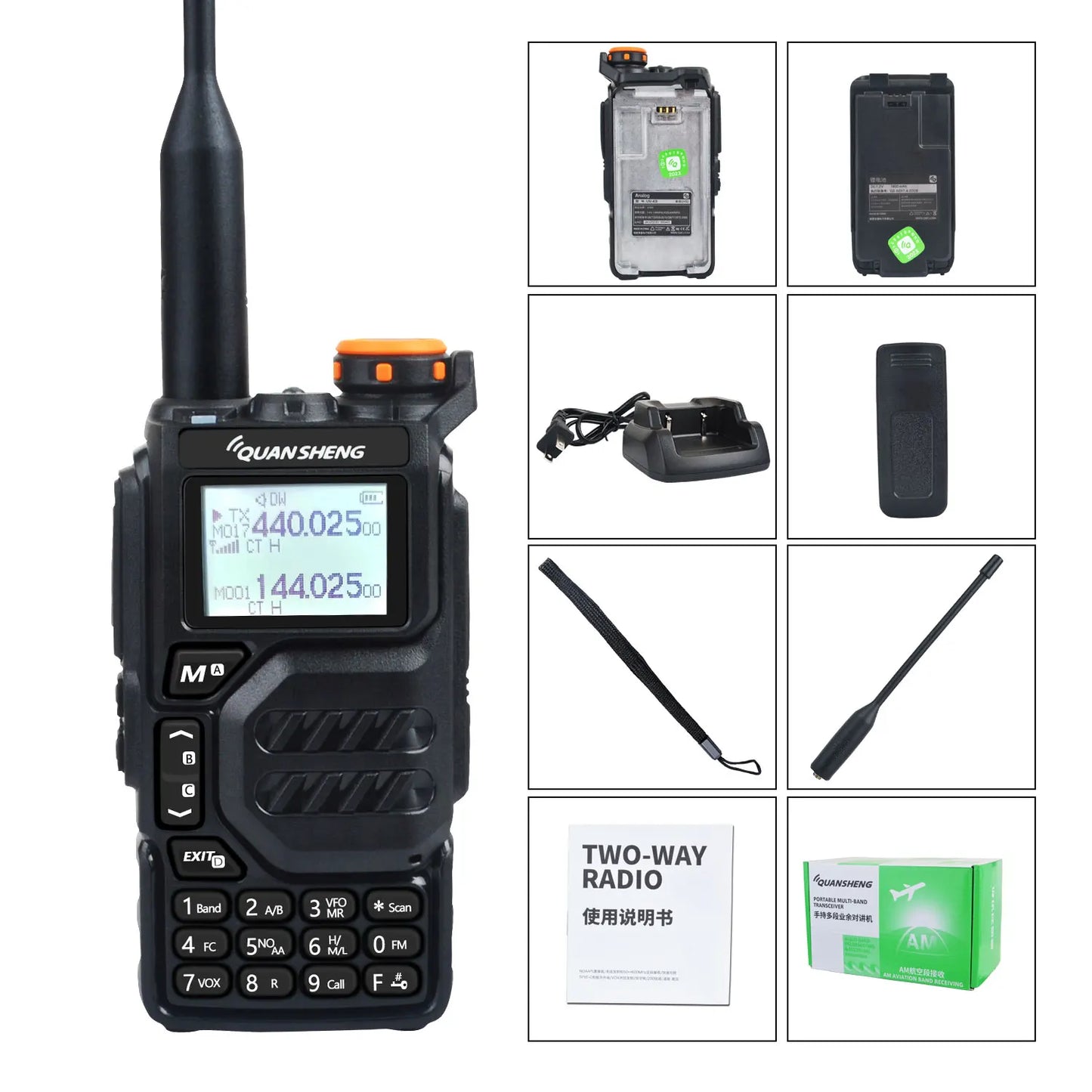 50-600MHz RX Walkie Talkie UV-K5 Quansheng VHFUHF 136-174MHz 400-470MHz RX TX Both DTMF VOX FM Air Band Wireless Freq Copy Radio