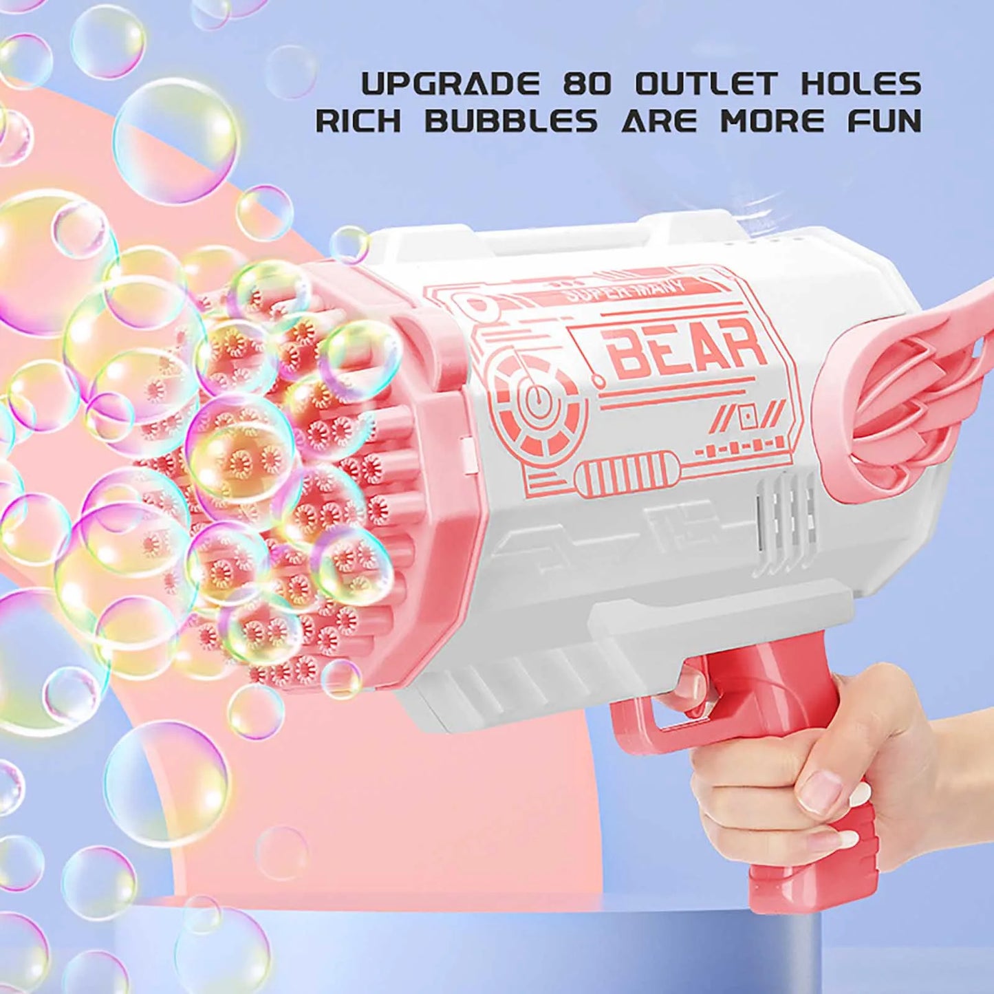 69Holes Rocket Bubble Gun ，Automatic Bubbles Machine Gun Launcher Shape Blower Soap Toys For Kid Bubble Machine Party Supplies
