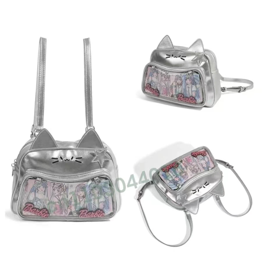 New Y2K Korean Kawaii Cat Ita Bag Cute PU Shoulder Bag Girls Transparent Pocket Harajuku Crossbody Bag Women's Fashion Backpacks