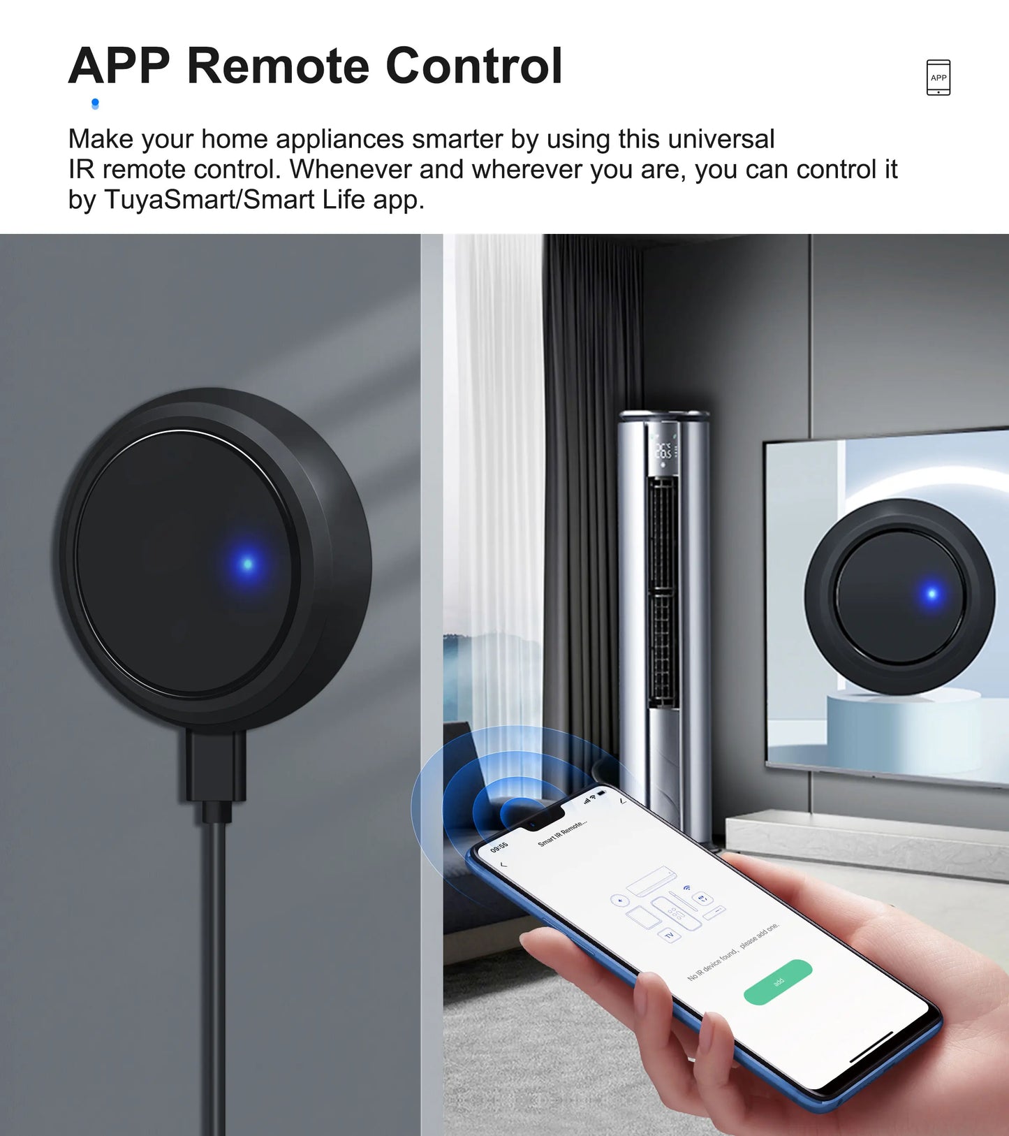 GIRIER Tuya WiFi Smart IR Remote Control Hub, Universal Infrared Remote Blaster for TV AC DVD STB, Works with Alexa Google Home