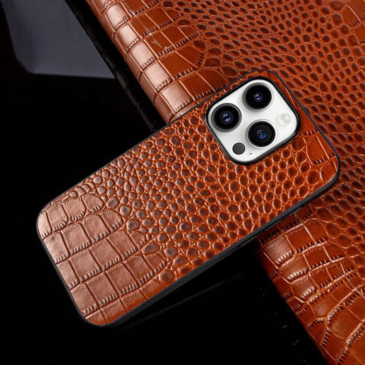 For iphone 14 pro case Crocodile Genuine Leather Cover Etui Coque Shockproof for Funda iphone15pro XR XSMax 11 8plus 12 Carcasa