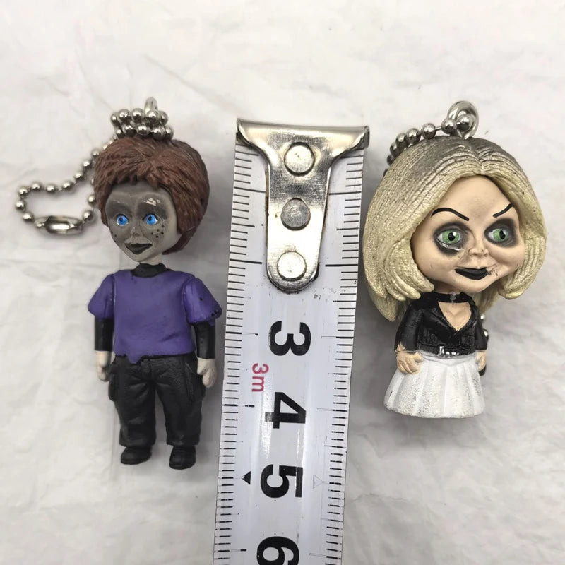 Original MIni Chucky Anime Cartoon Horror Bride Figure Keychain Pendant Collect Movie Film Model Toy Halloween Gift for Adult