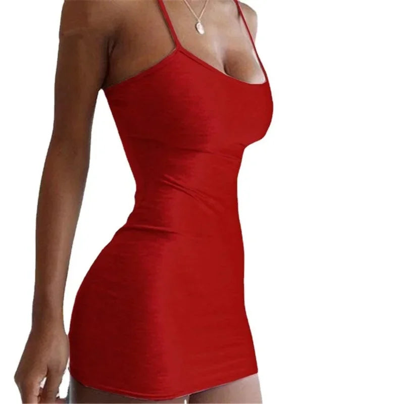 Summer Street Bodycon Dress Sexy Short Dress Nightclub Dress for Women Tight-Fitting Wrap Hip Over-The-Knee Sleeveless Dresses